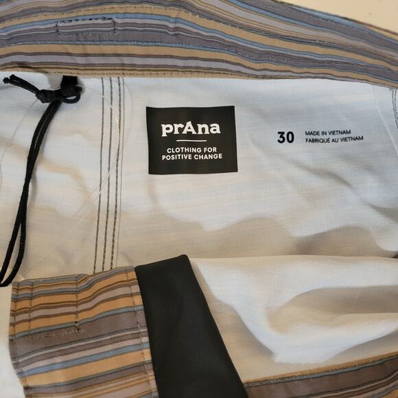 Prana Fenton Boardshort Men 30 Stripe 9" L Stretch Quick Dry UPF Surf Swim Trunk - Picture 5 of 8